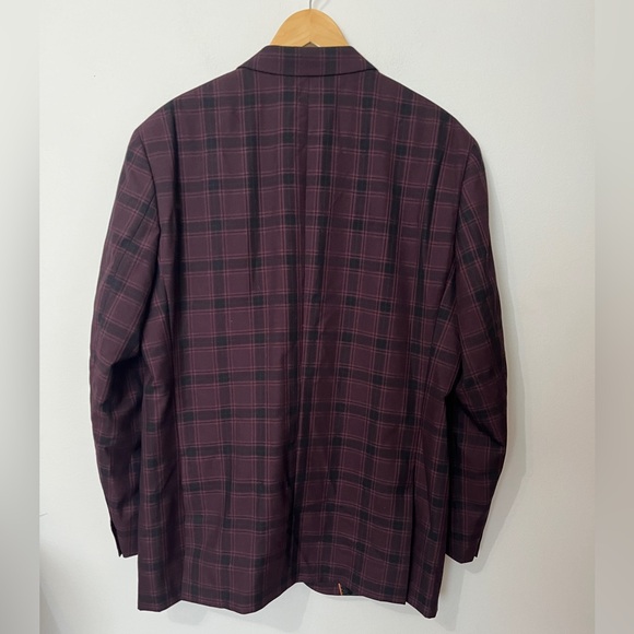 Burgundy and Black Plaid Blazer size 44 - Picture 2 of 7